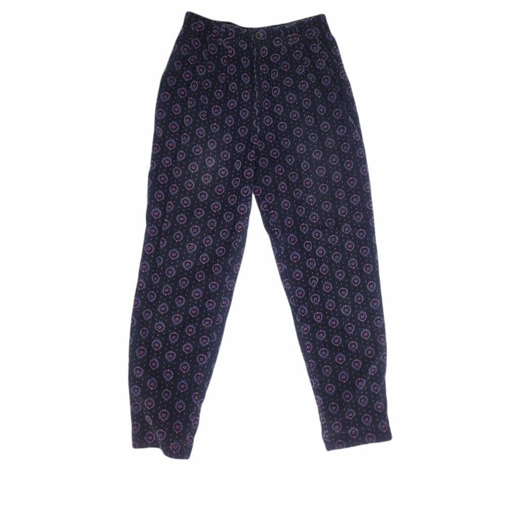 VINTAGE 90s pants high rise printed pull on corduroy S/M